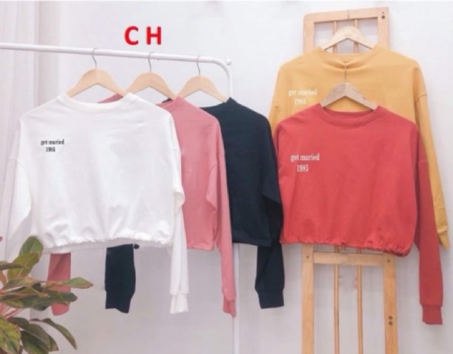 Áo croptop Get Maried dài tay COH1019