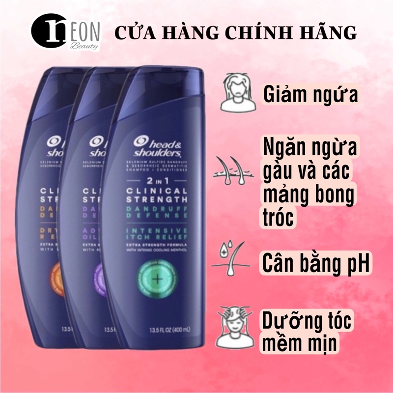 [CHÍNH HÃNG Mỹ] Dầu Gội Head Mỹ Ngăn Gàu, Nấm Head &amp; Shoulders Clinical Strength 400ml