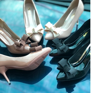 [Xả Hàng] GIÀY CAO GÓT CÔNG SỞ CAO CẤP PHỐI NƠ SATIN (GÓT TĂM)