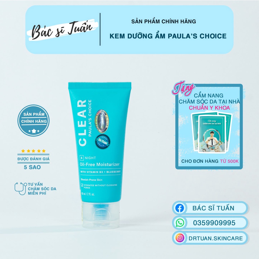 Kem Dưỡng Ẩm Cho Da Mụn - Paula's Choice CLEAR OIL-FREE MOISTURIZER 60ml