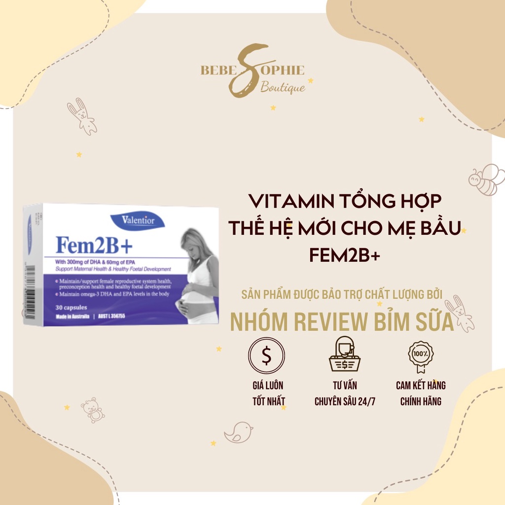 Chính hãng - Vitamin tổng hợp cho mẹ bầu cao cấp Fem2B+ - Hàng Úc