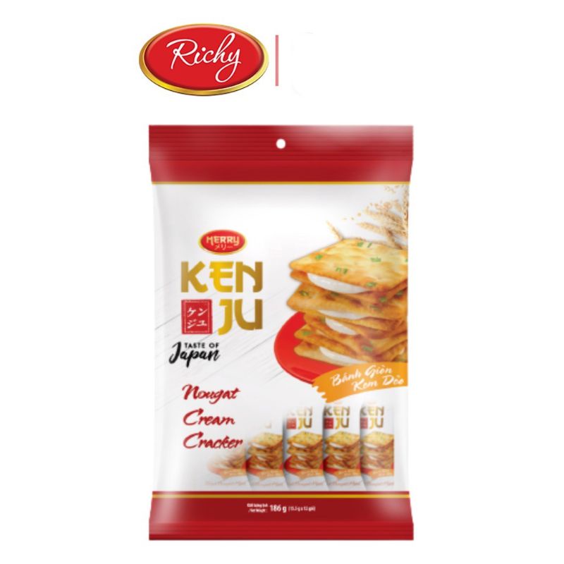 Bánh Nougat Hành Kenju Richy, bánh quy giòn kem dẻo 186g