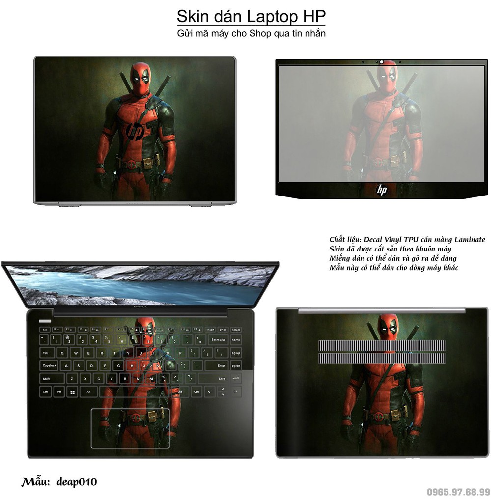Skin dán Laptop HP in hình Deadpool (inbox mã máy cho Shop)