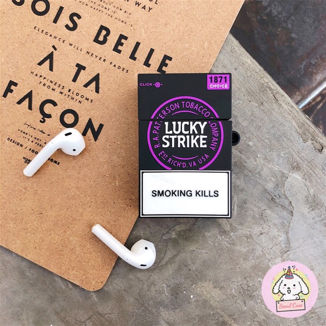 Case vỏ ốp bao đựng tai nghe không dây Airpods 1 2 Pro Thuốc Lá Lucky Strike