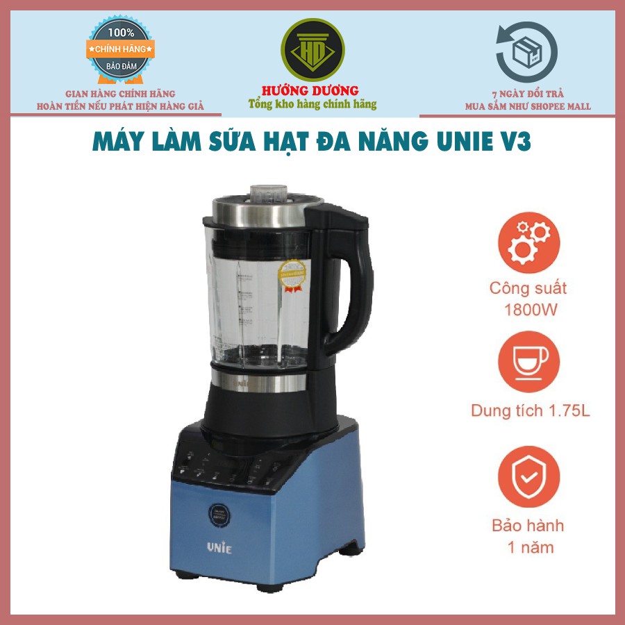 [Mã 33ELSALE hoàn 7% đơn 300K] Máy làm sữa hạt đa năng Unie V3 công suất 1800W dung tích 1.75L bản nâng cấp mới