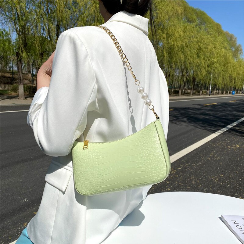 Túi đeo vai JASMIN NOIR da PU dáng vuông nhỏ phối chuỗi xích thời trang dành cho nữ