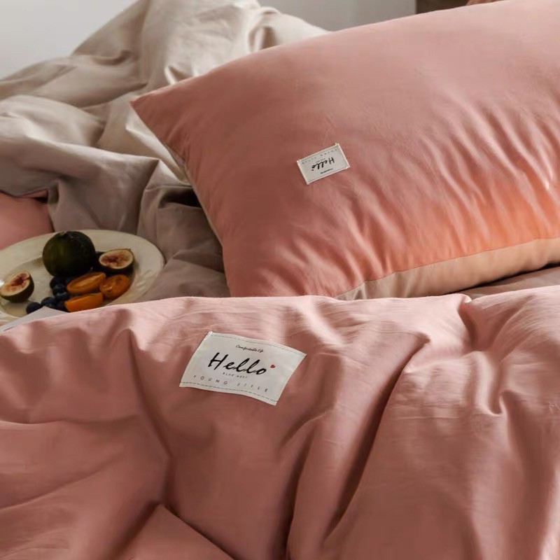 Set Chăn Ga Cam Phối Ga Be Cotton Tc Dày Dặn Thấm Hút Mồ Hôi Bền Mát (Shinbedding.shop)