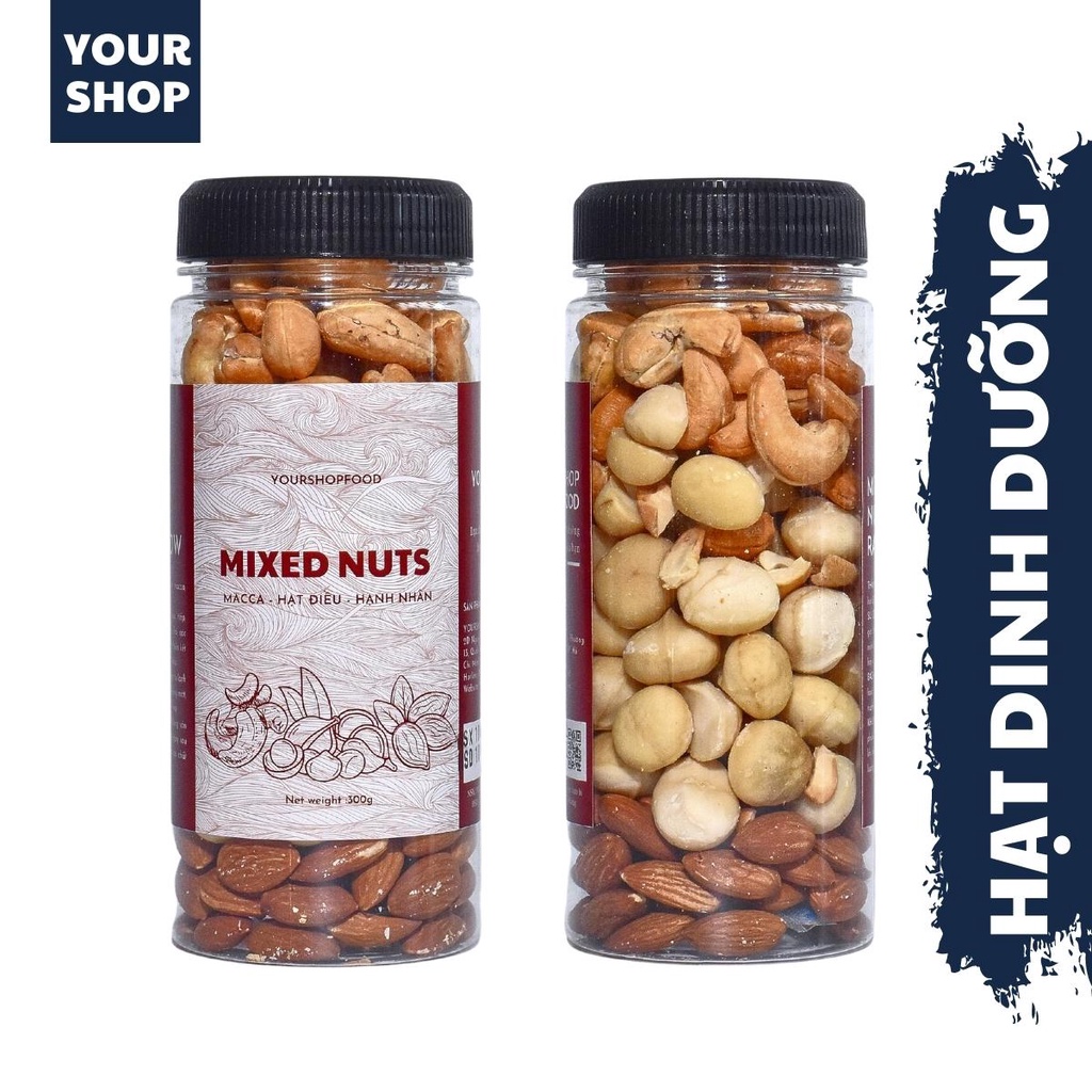 Hạt dinh dưỡng mix 3 loại Yourshop - ngũ cốc bà bầu gồm macca, hạt điều, hạnh nhân