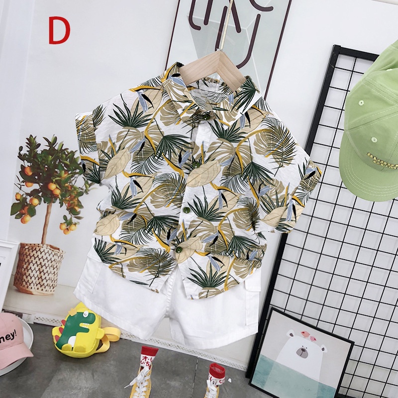 Set áo sơ mi ngắn tay + quần short cho bé trai 0-5 tuổi