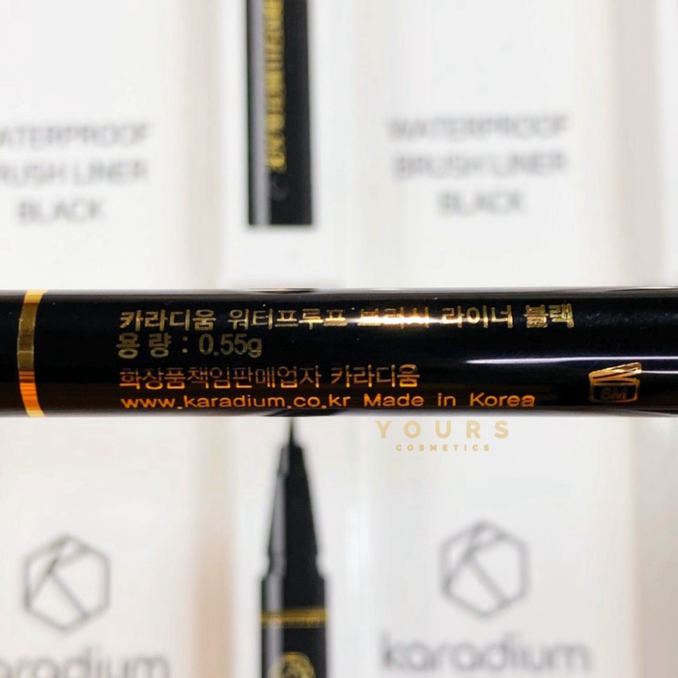 [Auth Hàn] Bút Kẻ Mắt Nước Karadium Không Trôi Waterproof Brush Liner Black Vỏ Trắng - Bút Kẻ Dạ Karadium Hàn Quốc H24