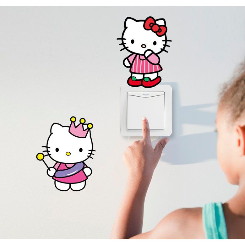 Decal 10 hình dán công tắc Hello Kitty khác nhau dễ thương Decal AmyShop DKN027