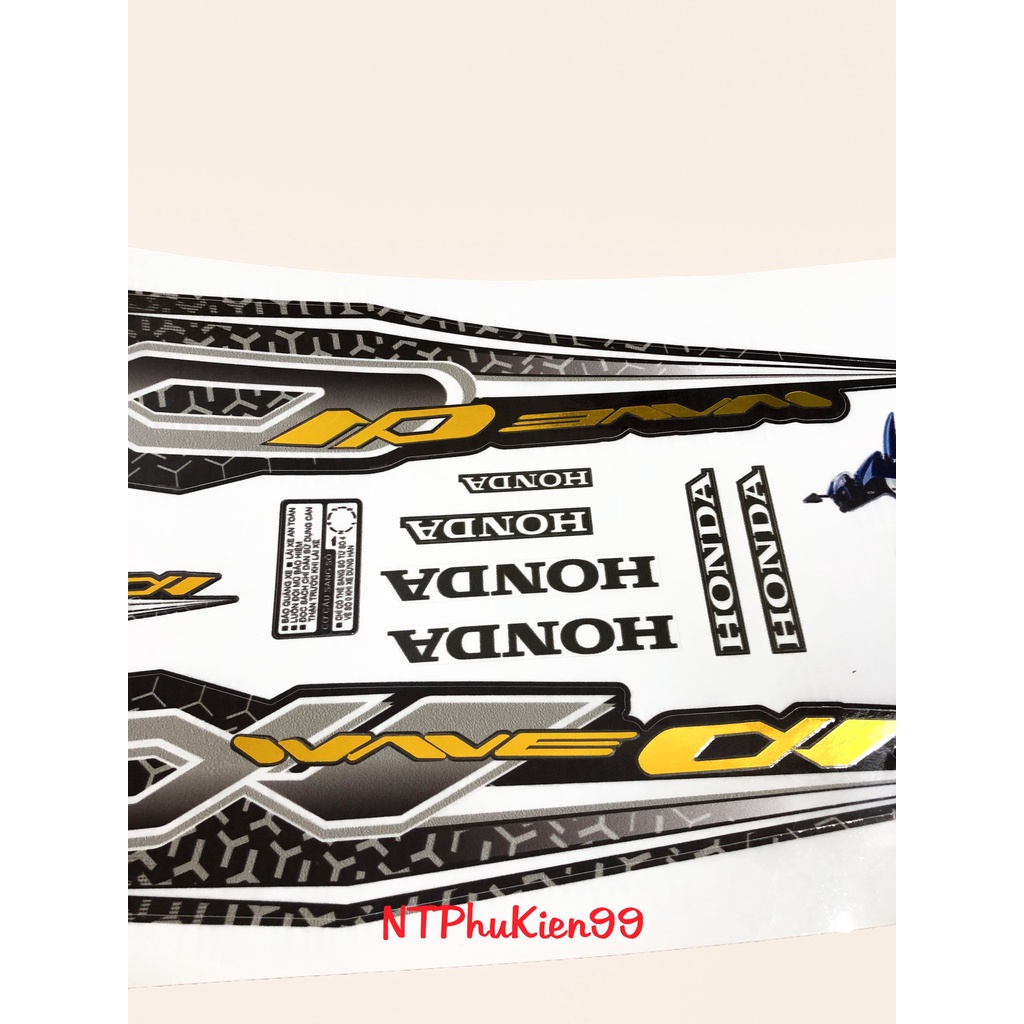 Tem Wave Zin GHÉP CROM Màu Đen  Dán cho Wave 50cc-100cc-110cc