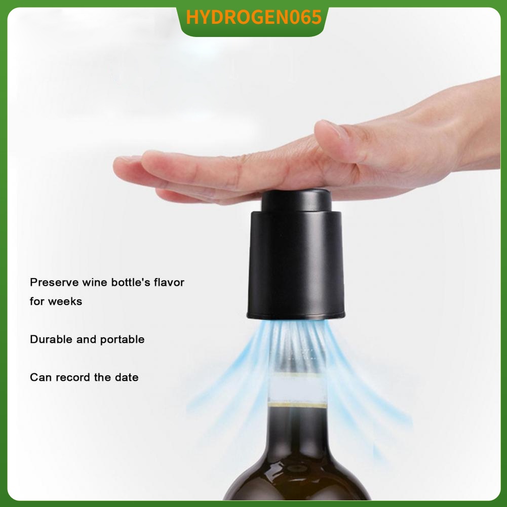 Hydrogen065 2Pcs Wine Bottle Stopper Vacuum Pressing Type Keep Freshness Durable Reusable Leakproof Safe Date Recording Cork