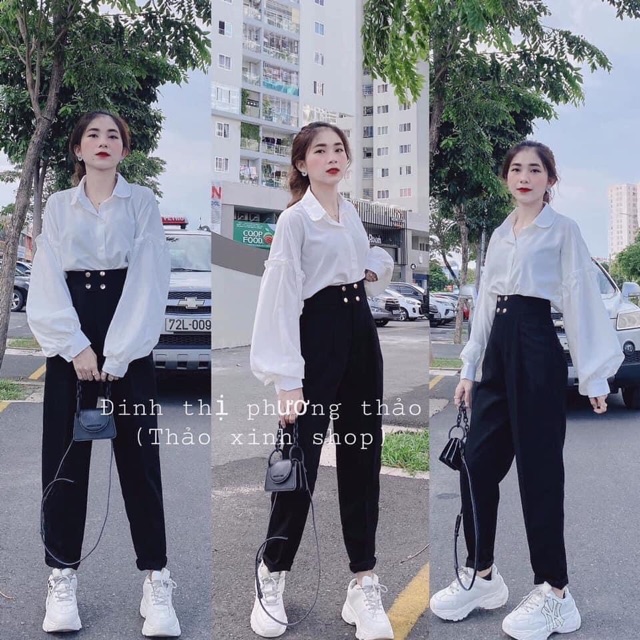 Quần baggy vải 4 khuy ulzzang hot trend siêu xinh | BigBuy360 - bigbuy360.vn