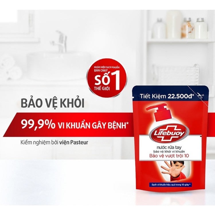 Nước rửa tay Lifebuoy bảo vệ khỏi vi khuẩn vượt trội túi 450gr