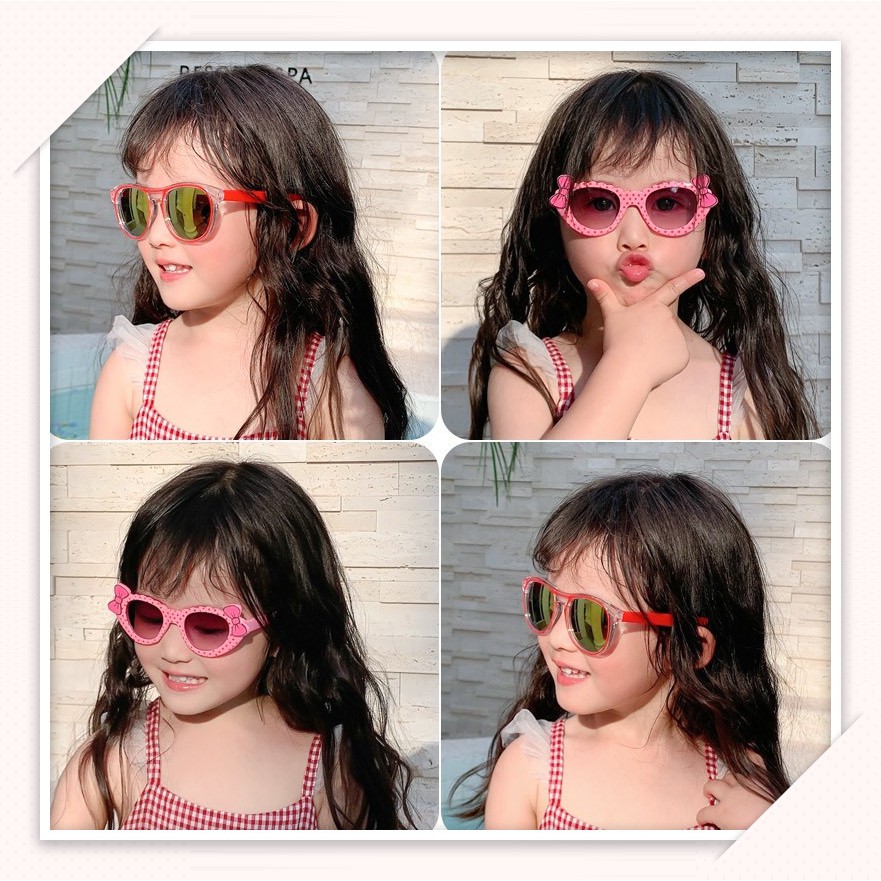 Kính Mát thời trang Cho bé từ 1-3 tuổi  Nơ Chấm Bi siêu ngầu mẫu mới nhất năm 2021,Kính Mát Chống UV giá rẻ mã 1207