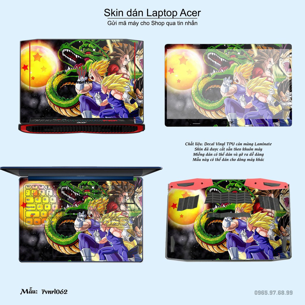 Skin dán Laptop Acer in hình Dragon Ball (inbox mã máy cho Shop)