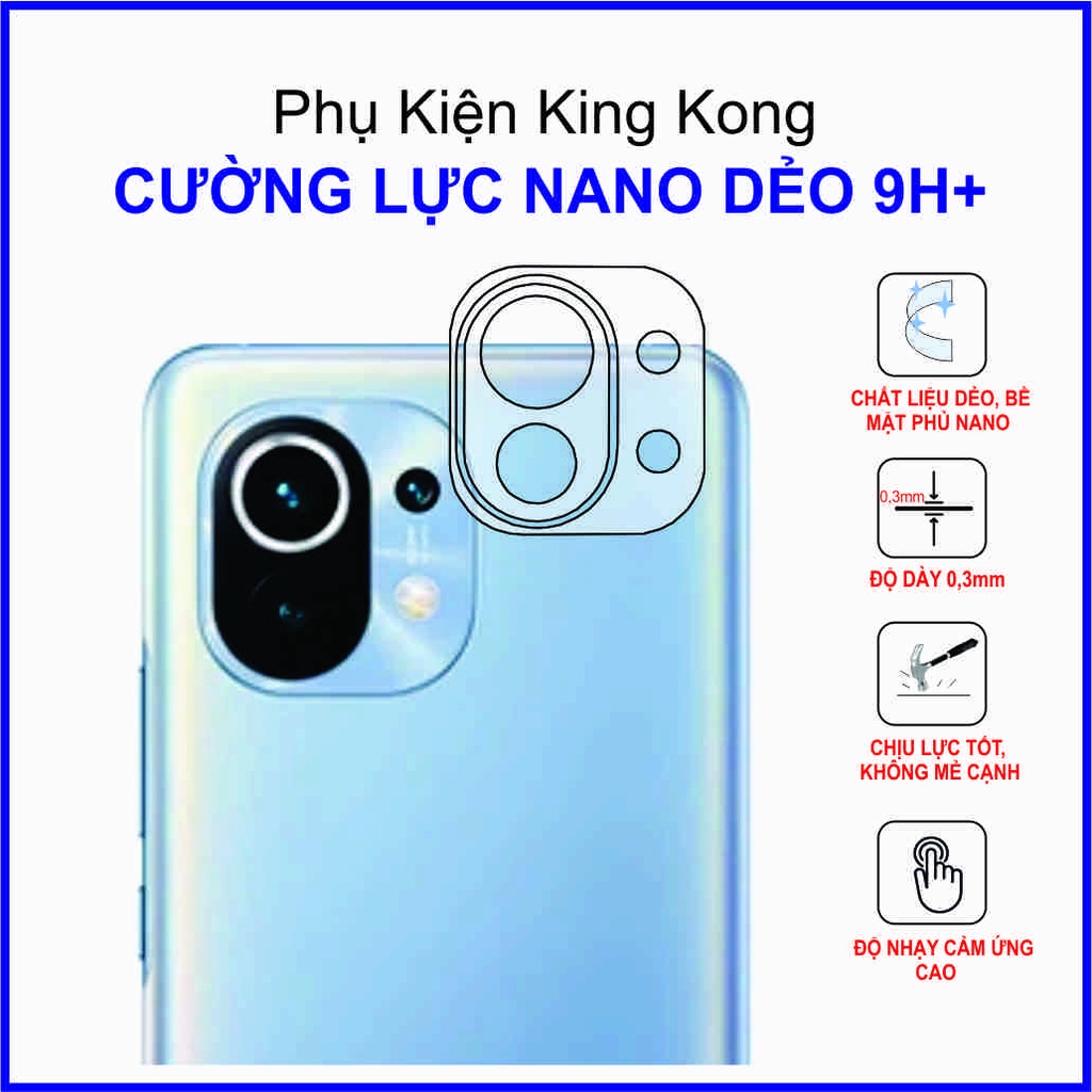 Cường lực camera Xiaomi Mi 11  Cường lực nano dẻo 9H+