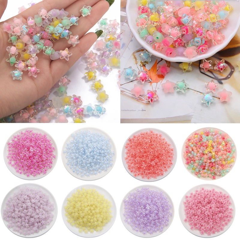 80 hạt cườm nhựa acrylic hình ngôi sao 11mm nhiều màu sắc làm đồ trang sức thủ công đa năng