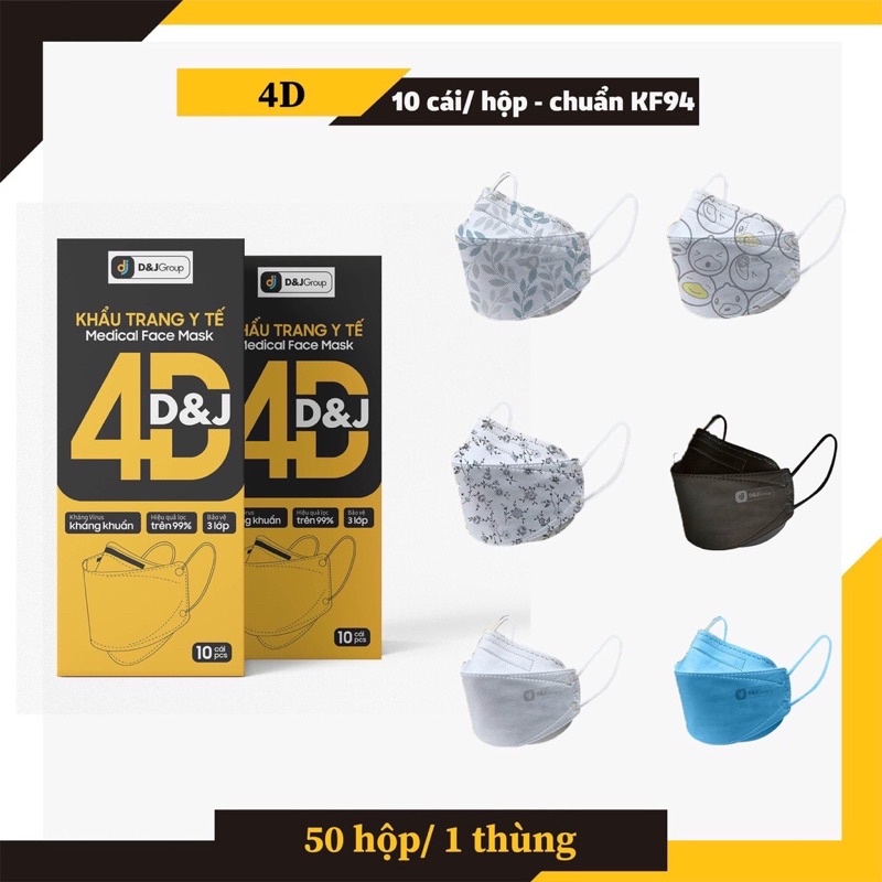 [Hộp 10 cái] Khẩu trang y tế cao cấp 4D D&J GROUP hàng chuẩn KF94 | BigBuy360 - bigbuy360.vn