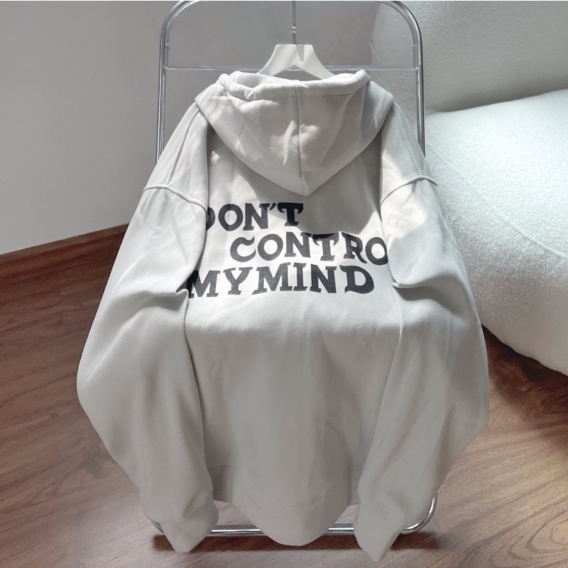 Áo khoác hoodie zip in chữ PCIP màu xám khói có nón vải nỉ bông màu xám form rộng unisex nam nữ - SSSTore