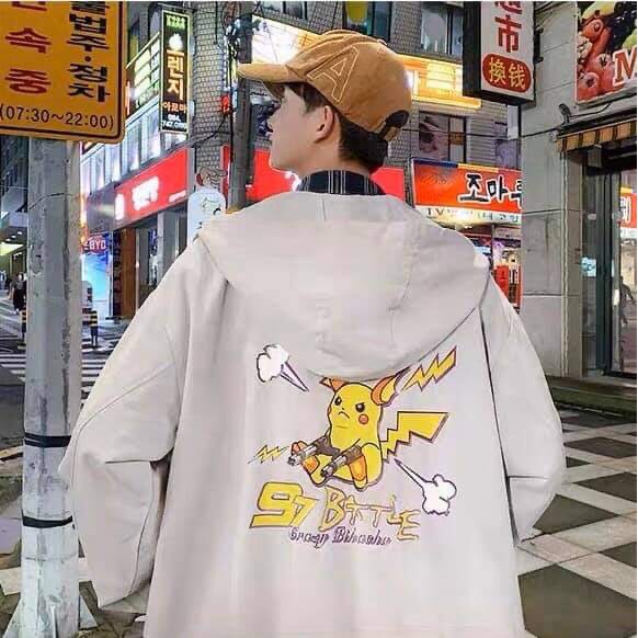 DÙ 2 LỚP IN HÌNH CON PIKACHU FORM RỘNG,ÁO KHOÁC DÙ NAM NỮ