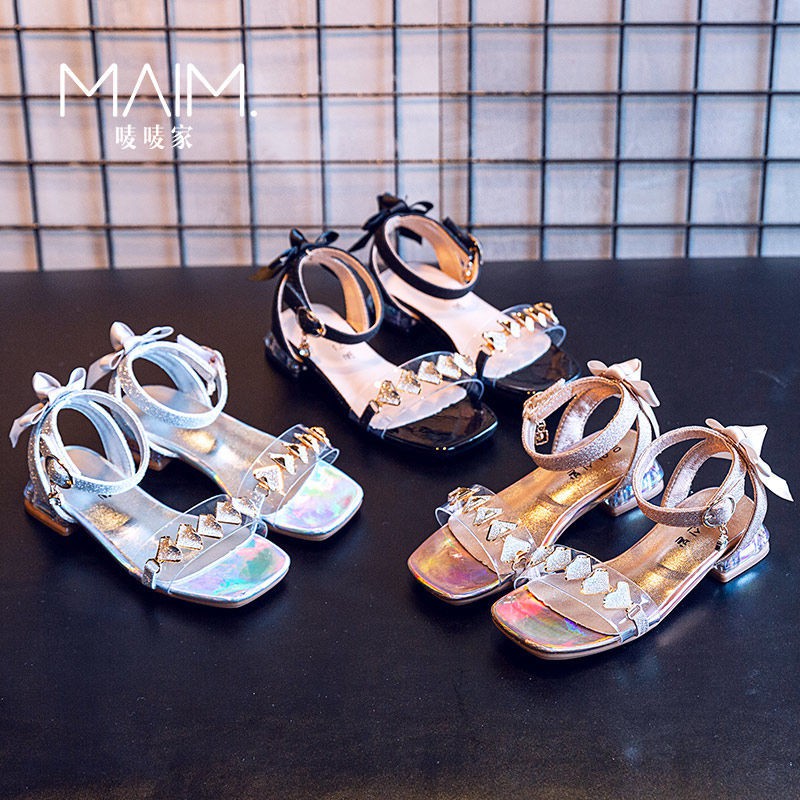 Giày trẻ em, dép nữ, công chúa tình yêu cao gót phiên bản Hàn Quốc, quai to em thời trang, đa năng F333