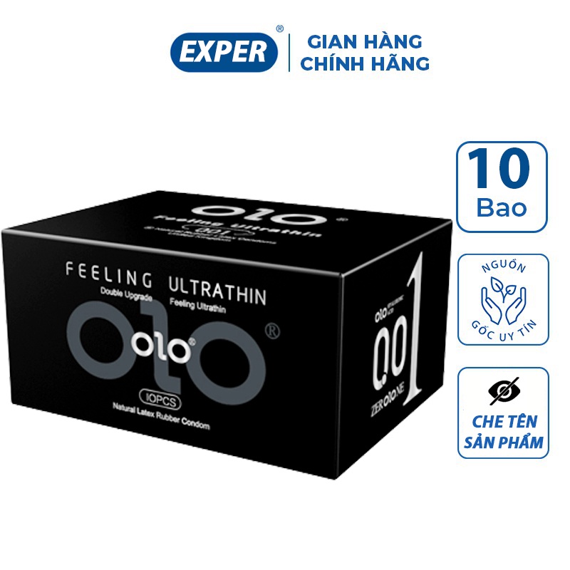 Bao cao su OLO 001 ĐEN Feeling Ultrathin, bcs siêu mỏng chống xuất tinh sớm kéo dài thời gian