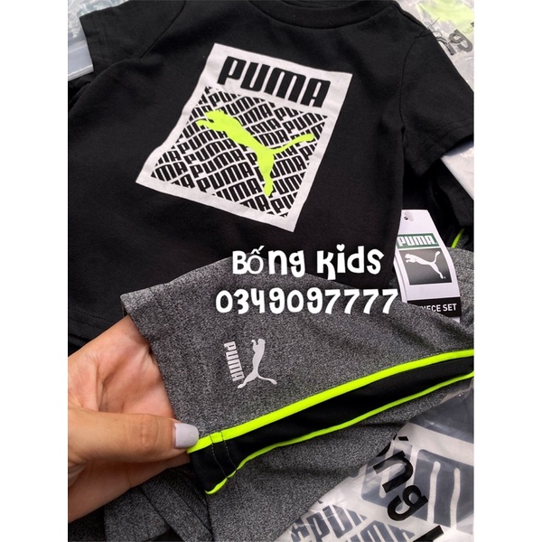 Bộ Hè Bé Trai Logo Xanh Nõn Nền Đen PM