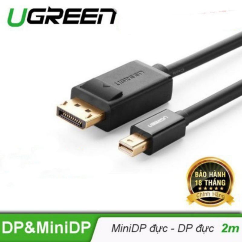 Cáp chuyển đổi Mini DisplayPort to HDMI dài 2M Ugreen 10435 (Màu đen)-Hàng chính Hãng Bảo Hành 18 Tháng