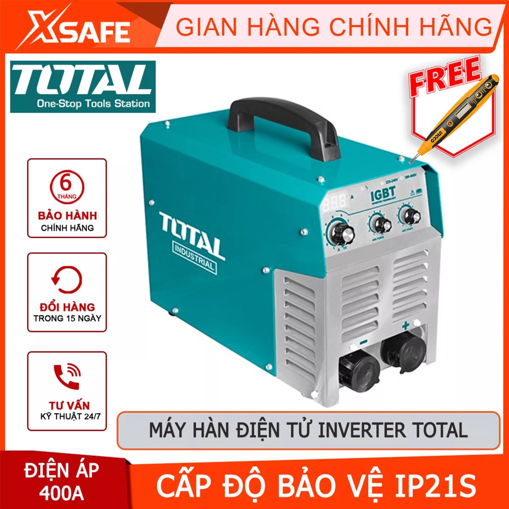 Máy hàn điện tử  TOTAL TW24005 Máy hàn điện tử Inverter MMA Nguồn vào 27 kVA  Dòng điện 20-400A  Điện cực hàn Ø1.6-6.0m