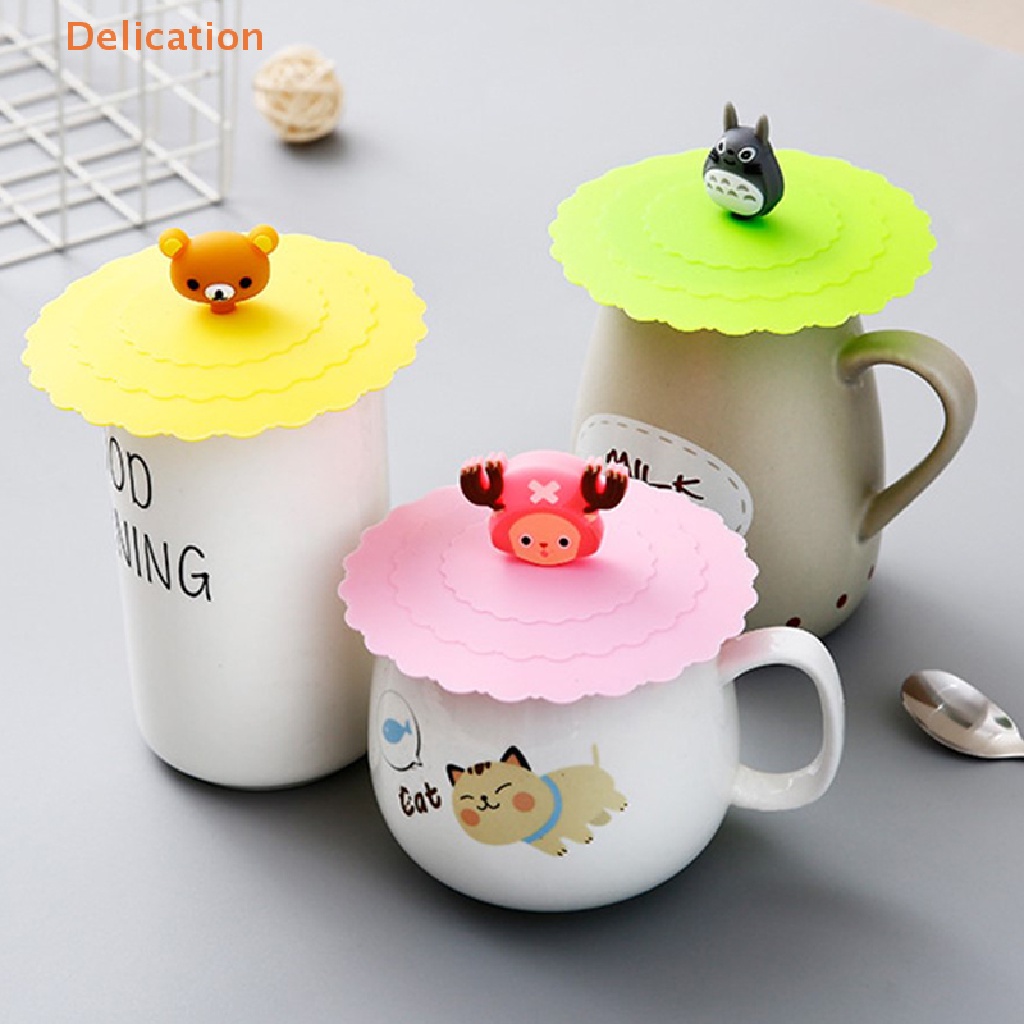 [Delication] Nắp Cốc Thủy Tinh Bằng Silicon Chống Bụi Hình Hoạt Hình Dễ Thương Có Nắp Hút