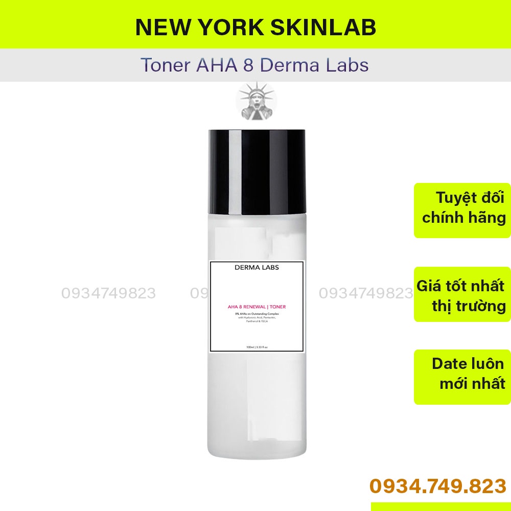 Toner AHA 8 Renewal Derma Labs (100ml) 8% AHAs tẩy da chết, căng bóng, ẩm mượt và trẻ hóa da