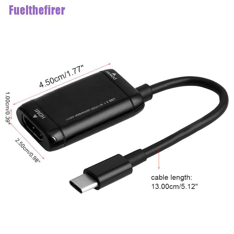 Dây Cáp Chuyển Đổi Usb-C Type C Sang Hdmi Usb 3.1 Cho Điện Thoại / Máy Tính Bảng / Android Đen