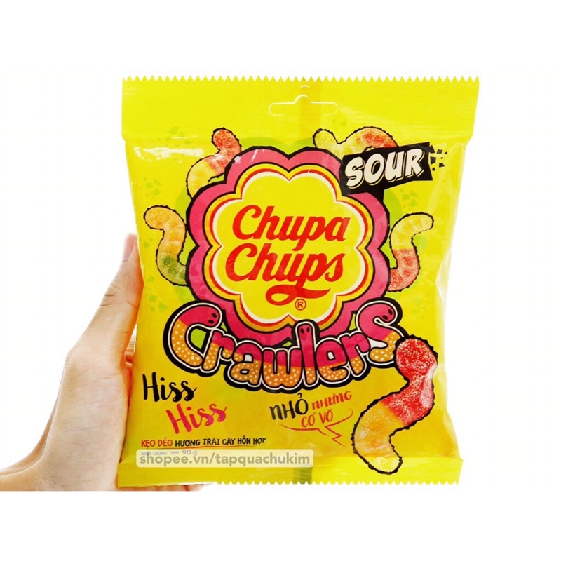 Kẹo dẻo đường hình sâu CHUPA CHUPS CRAWLER hương trái cây bịch 160G