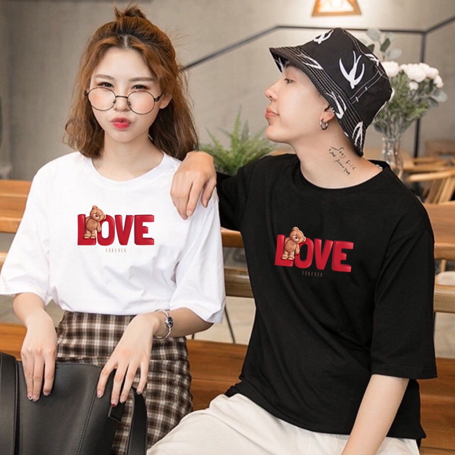 Áo thun mẫu gấu - love - forever- chất cotton  mát lạnh