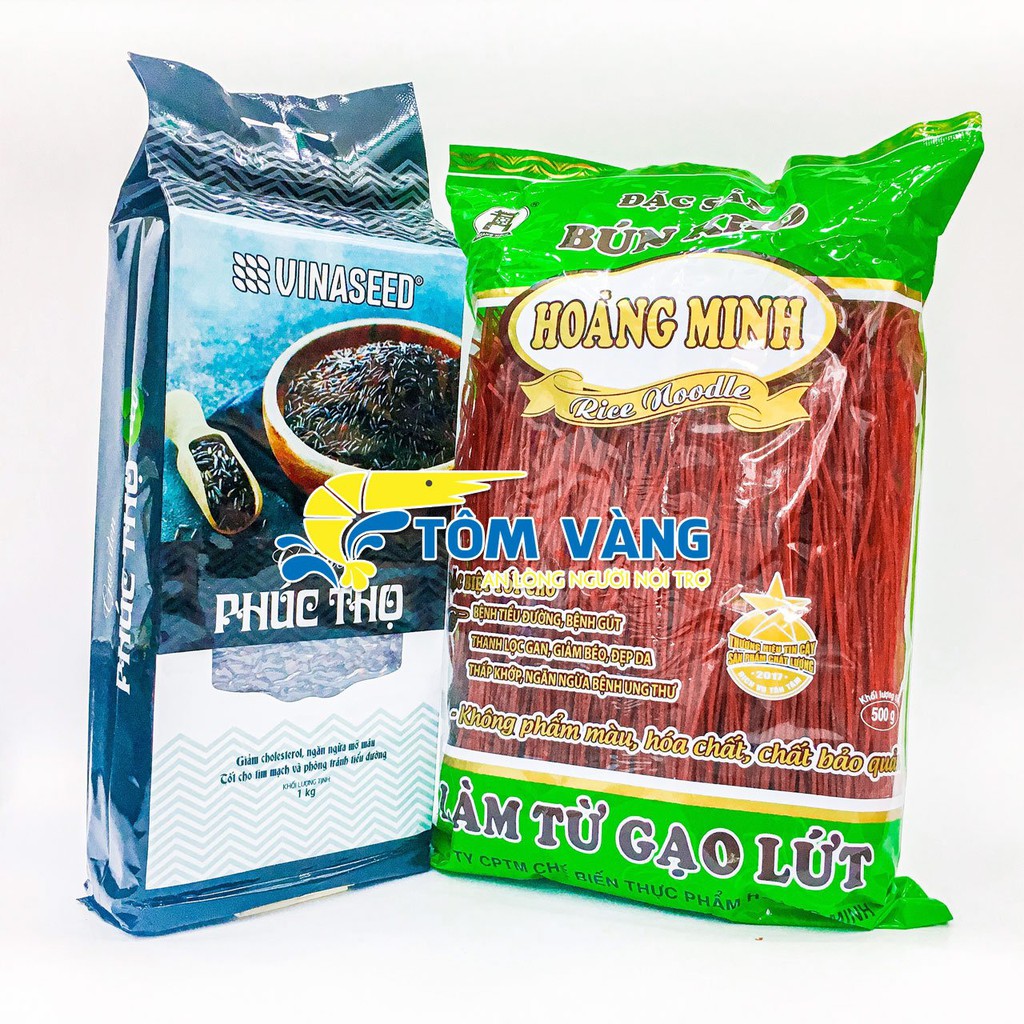 Combo 1kg Gạo Lứt và 0,5kg Bún Gạo Lứt - Tôm Vàng