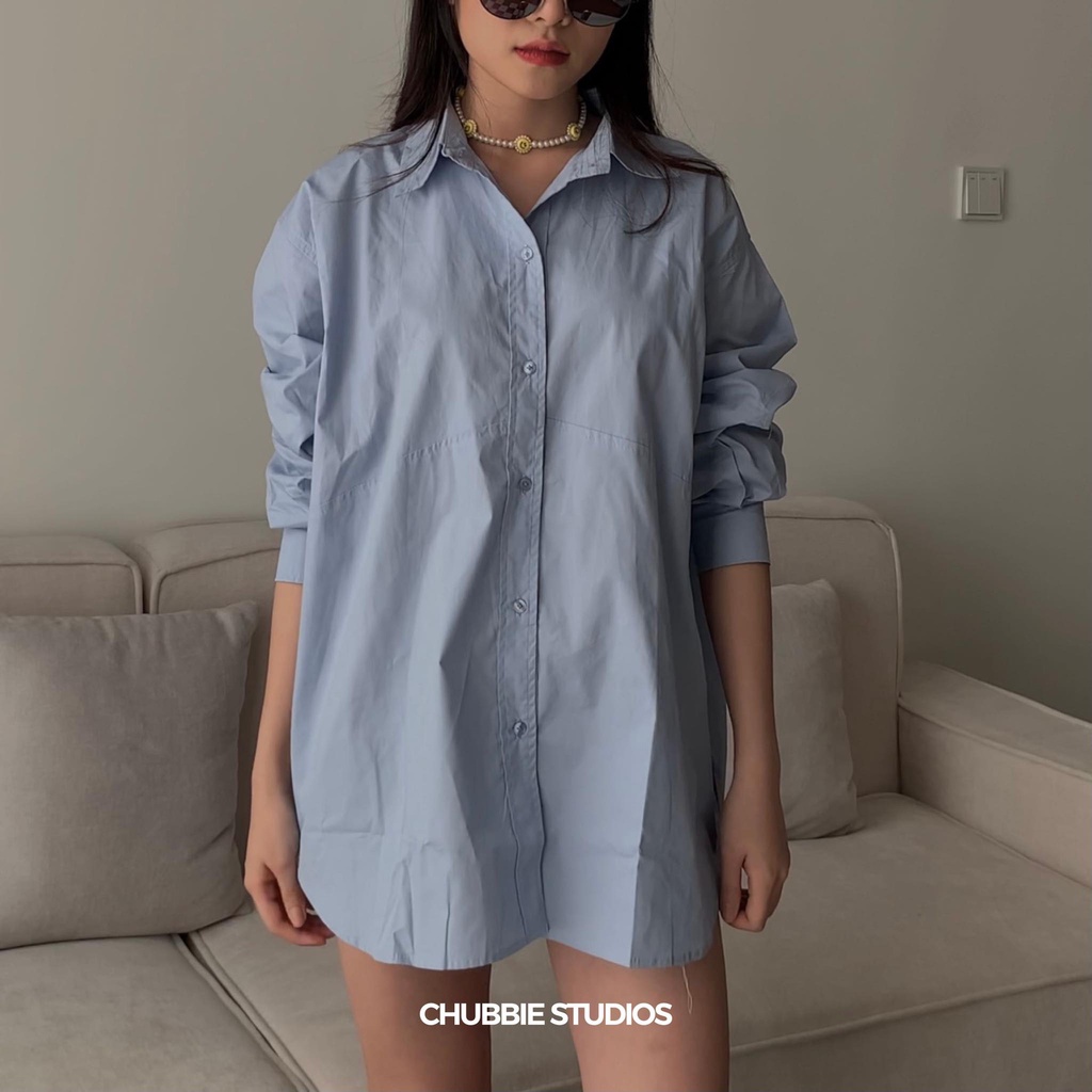 CHUBBIE © PLUM SHIRT Áo sơmi dáng rộng, oversize, phối đường may ngang thân | BigBuy360 - bigbuy360.vn