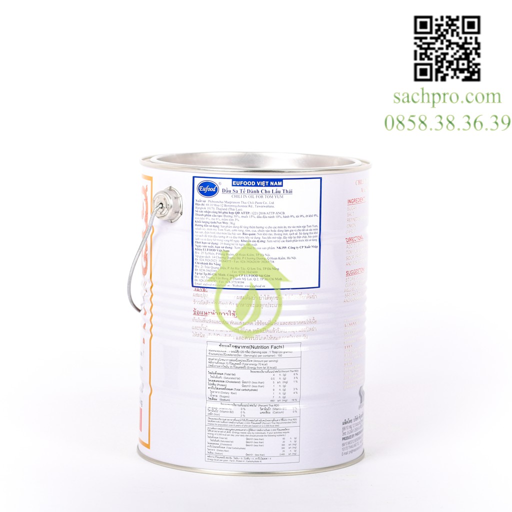 Dầu Sa Tế Cho Lẩu Thái - Chilli In Oil For Tom Yum Hộp Thiếc 3kg