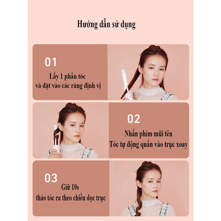 Máy Uốn Tóc VIVID&VOGUE Trục Xoay Tự Động Tặng Kèm Lược Và Kẹp Tóc UT01
