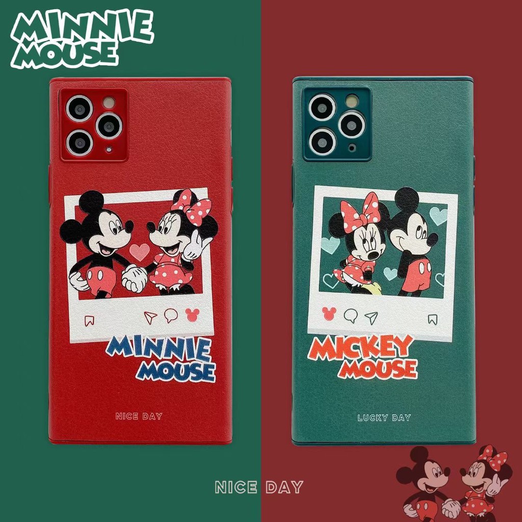 Disney Ốp Điện Thoại Hình Vuông Chống Va Đập In Hình Chuột Mickey Minnie Cho Iphone