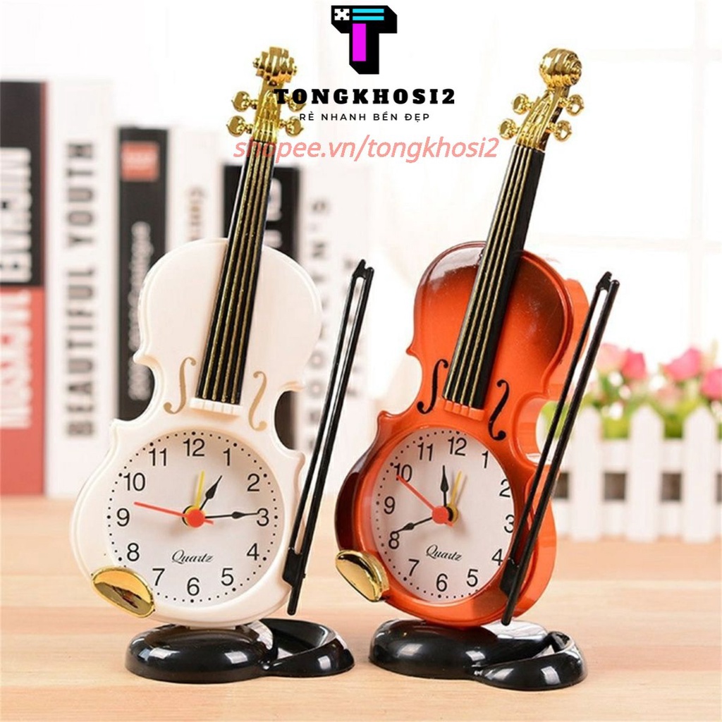 PVN28844 Đồng hồ báo thức để bàn hình cây đàn violin sáng tạo T2