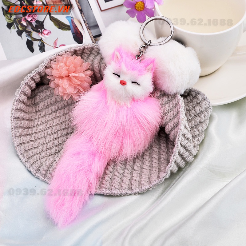 Móc khóa chú cáo siêu đẹp, lông bao mượt thích hợp túi sách và móc khóa ô tô 😎