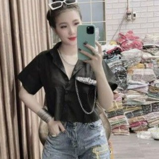 Áo sơ mi dây xích croptop (DÂY XÍCH CÓ THỂ THÁO RỜI)