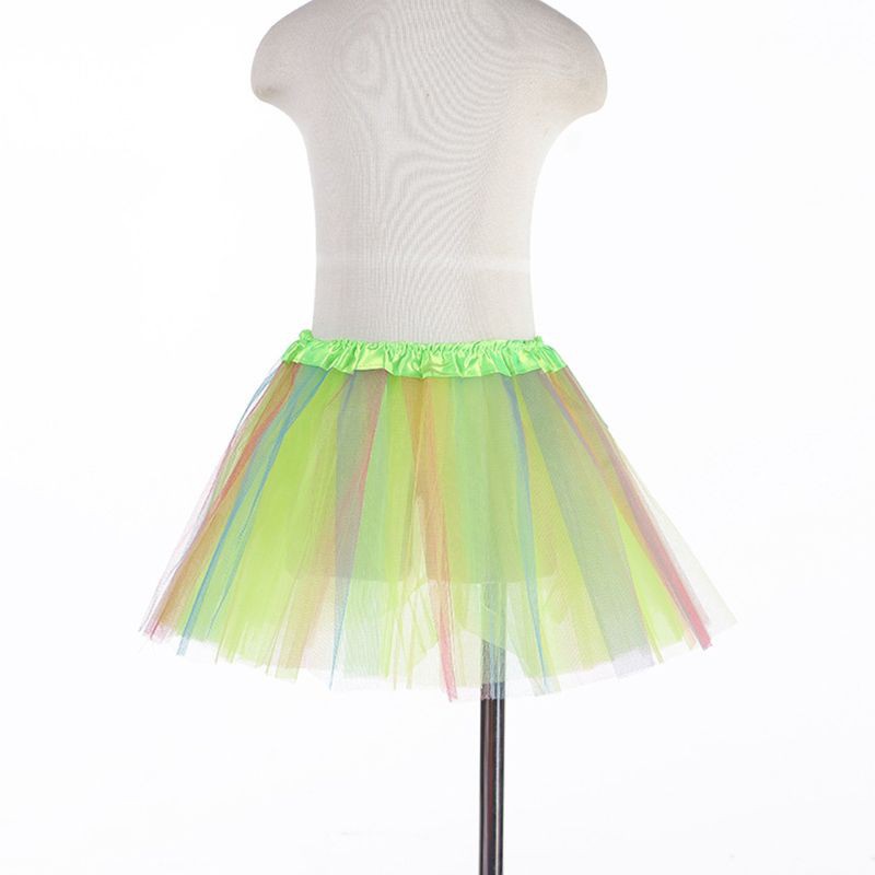 ❤Toddler Girl Triple Contrast Color Patchwork Tutu Skirt Satin Waistband Pleated Ballet Dance