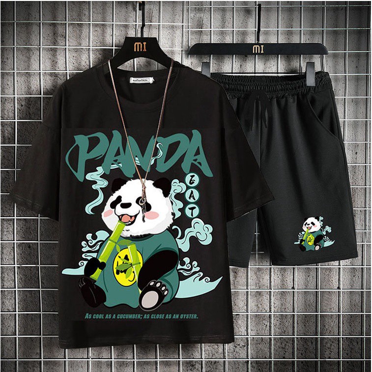 Bộ Quần Áo Nam Nữ Thể Thao Unisex Quần Short Áo Thun Họa Tiết Gấu Trúc In Chữ PANDA Ulzzang Zenkonu QA NAM 1000092V1 - H