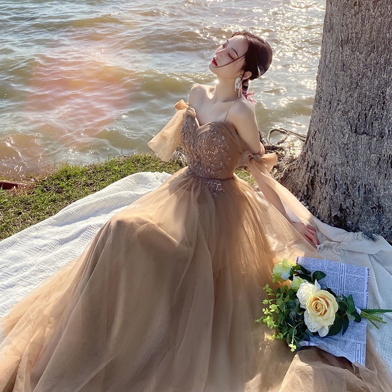 Đầm phù dâu phong cách độc đáo thời trang thu đông cho nữ，đầm cô dâu，đầm cưới đơn giản，áo cưới cô dâu，váy xinh cô dâu