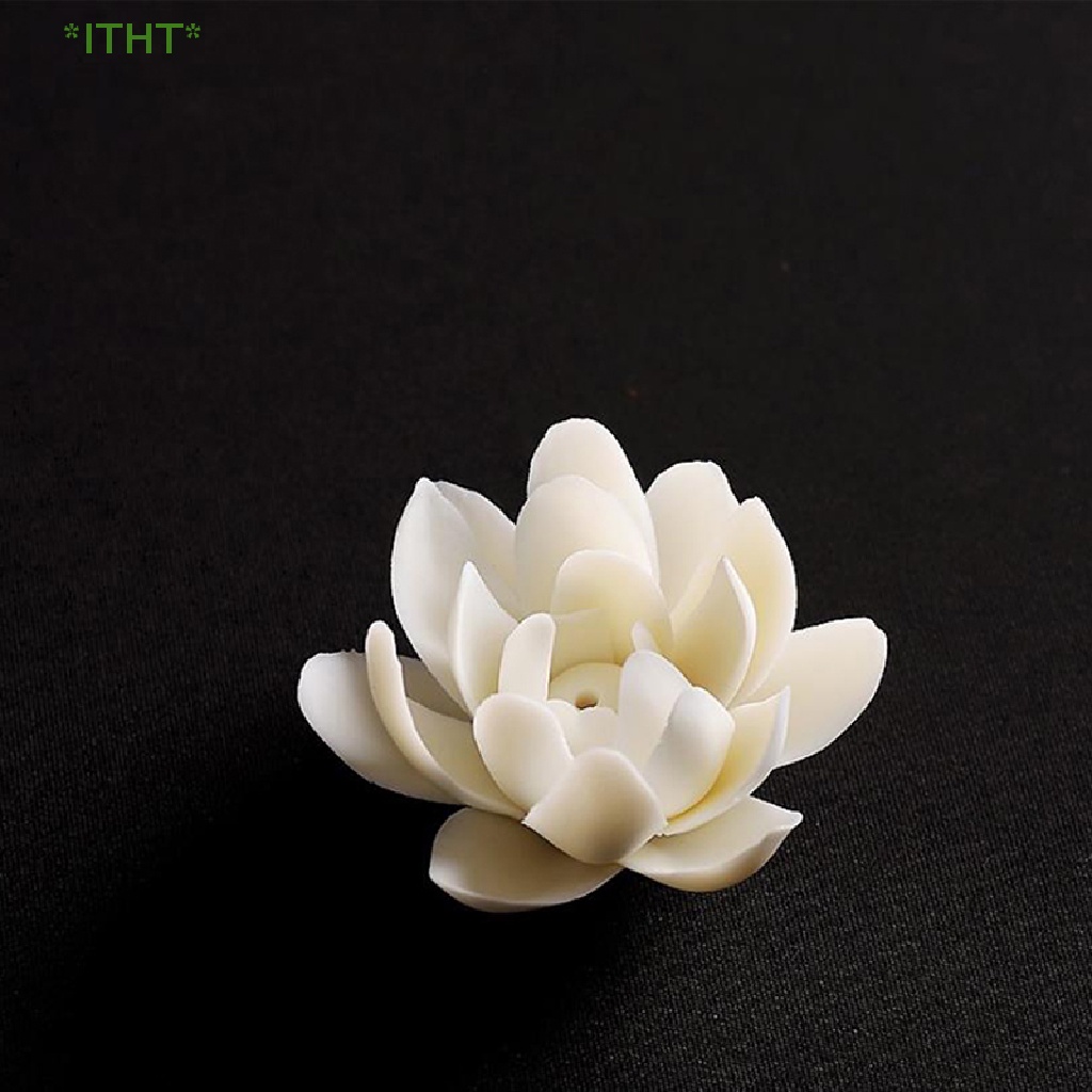 Đế Đốt Trầm Hương Bằng Gốm Sứ Hình Hoa Sen Màu Trắng Trang Trí Nhà Cửa Mới