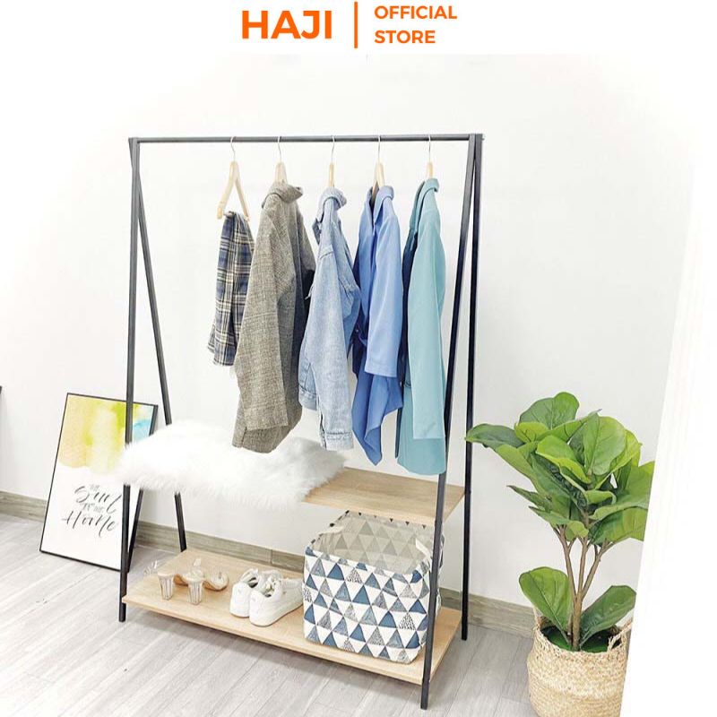 Kệ áo quần kết hợp treo và gấp gọn thông minh khung sắt chống gỉ chịu lực tốt HAJI C03