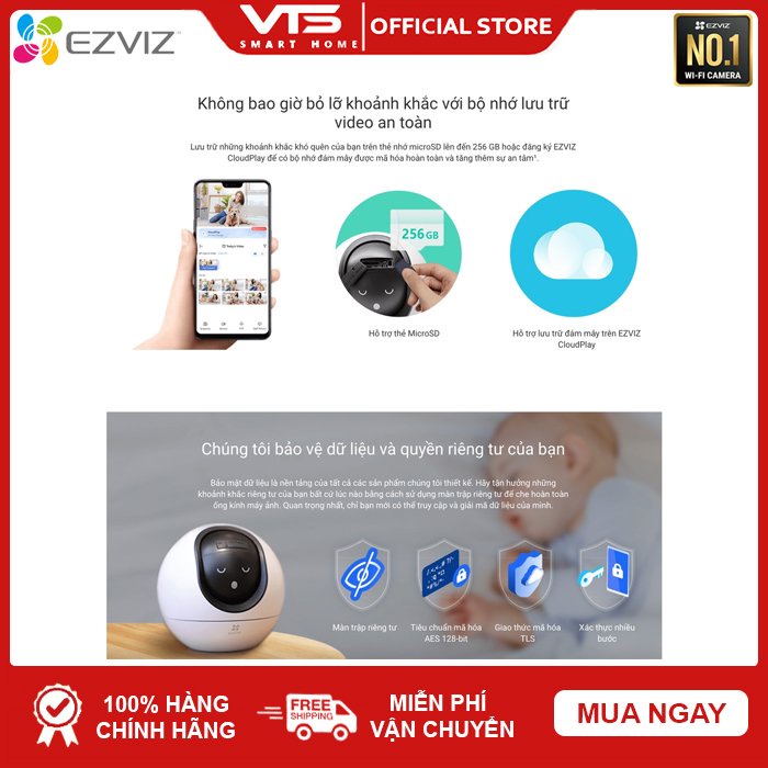 Camera WIFI Trong Nhà EZVIZ H6 3K 5MP, C6 4M 2K+ Pro, SmartHome, , Xoay 360, Siêu Nét